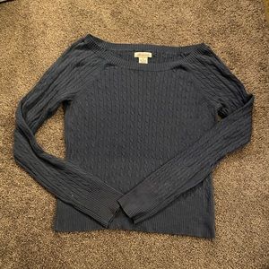 Blue cable knit sweater